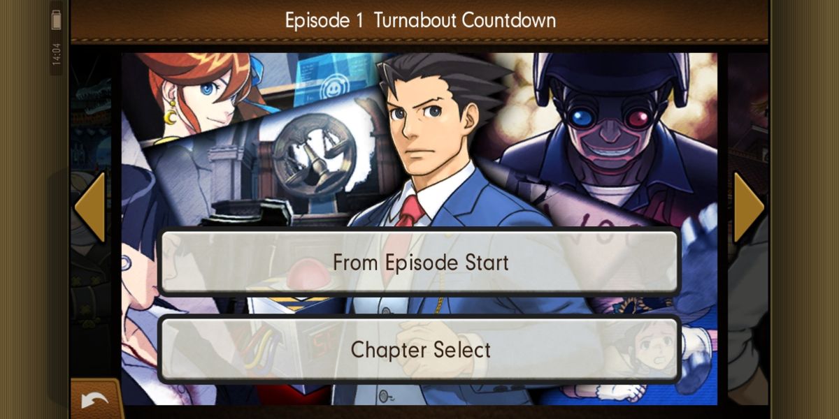 Phoenix Wright: Ace Attorney - Dual Destinies (Android) screenshot: Chapter selection