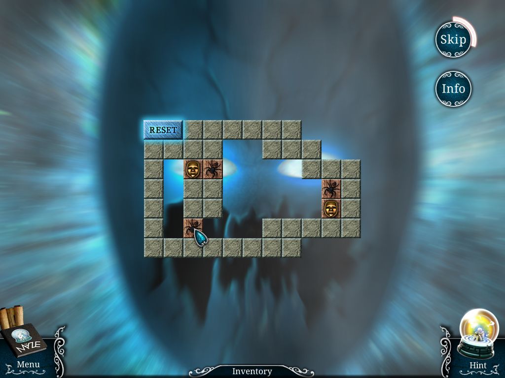 Urban Legends: The Maze (Windows) screenshot: The first of three similar puzzles must be solved, this is the first and easiest. Click and drag the jewels. Identical touching jewels explode and disappear. Clear them all