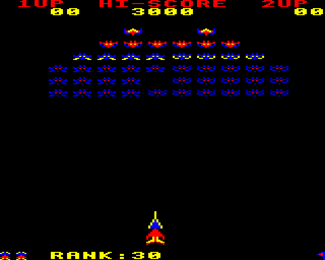 Arcadians (BBC Micro) screenshot: Starting a new game.