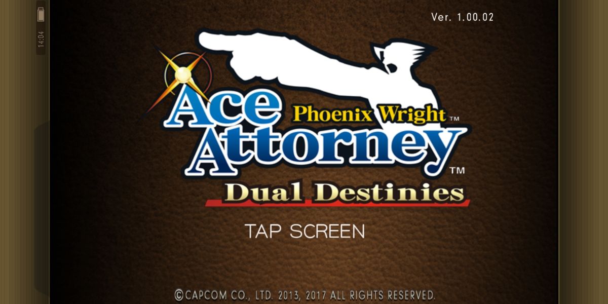 Phoenix Wright: Ace Attorney - Dual Destinies (Android) screenshot: Title screen