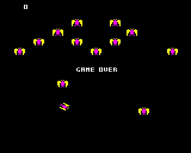 Eagle Empire (BBC Micro) screenshot: Game over.