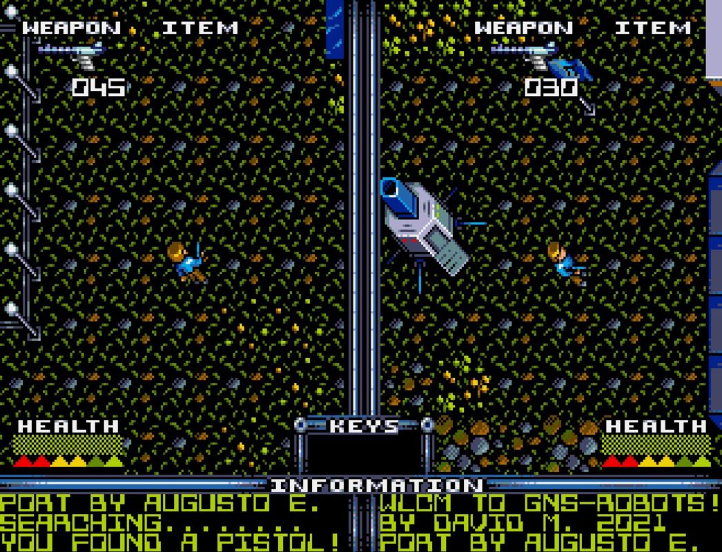 Attack of the Petscii Robots (Genesis) screenshot: Gameplay in Multi Player Mode
