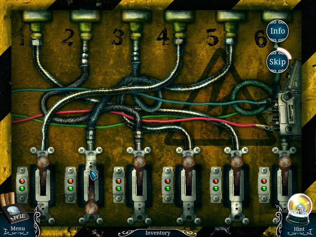 Urban Legends: The Maze (Windows) screenshot: There are quite a few puzzle like this in the game where we have to press keys, buttons or levers in the correct sequence to turn all the lights on