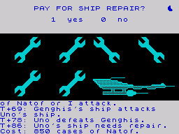 The Great Space Race (ZX Spectrum) screenshot: Time for some repairs!
