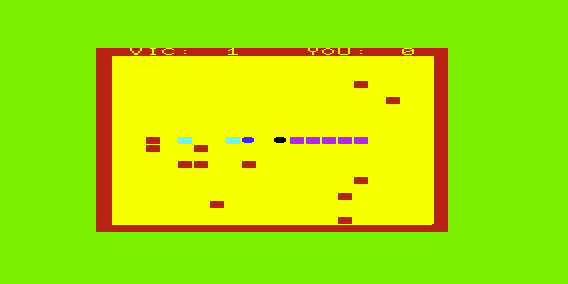 Super Worm (VIC-20) screenshot: Moving the Worm