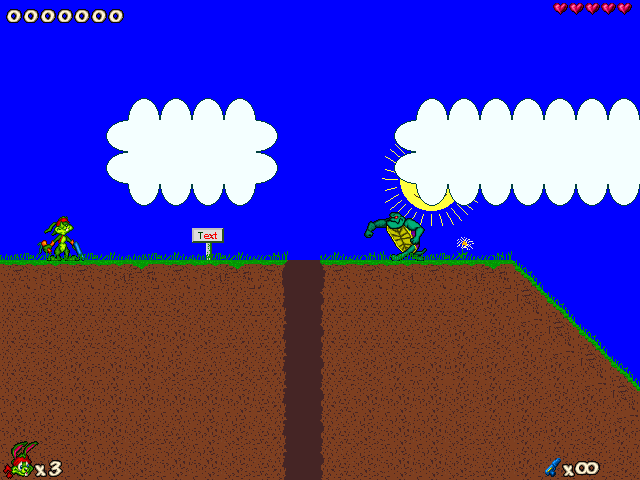 Jazz Jackrabbit 2: Holiday Hare 98 (Windows) screenshot: "Easter hunt". Notice a user-made tileset.