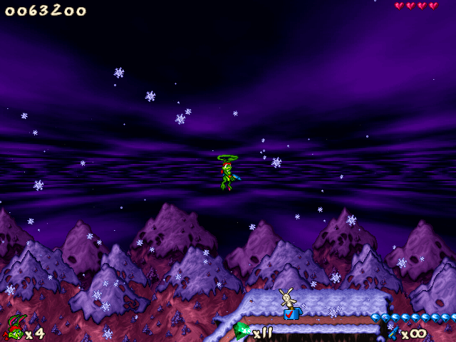 Jazz Jackrabbit 2: Holiday Hare 98 (Windows) screenshot: Of course, you can still use your "ear-copter".