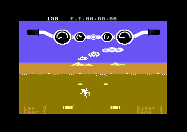 Motocross! (Commodore 64) screenshot: I Hit a Barricade