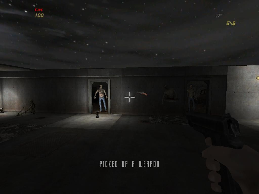 Night of the Zombie (Windows) screenshot: One zombie incoming.