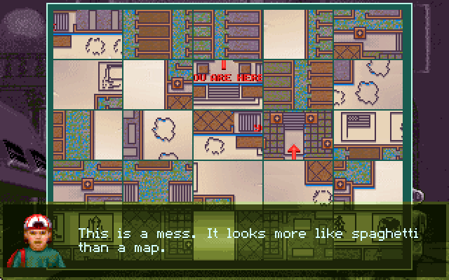 Museum Madness (DOS) screenshot: Unscramble to reveal the museum map