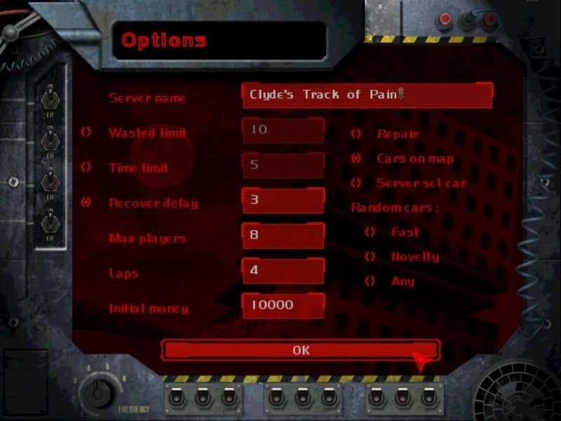 Carmageddon 3: TDR 2000 (Windows) screenshot: ... each one tweakable to your individual tastes.