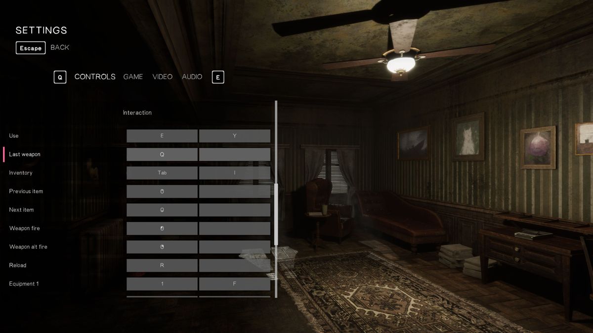 In Sound Mind (Windows) screenshot: One of the in-game configuration screens<br>The game is played with a keyboard/mouse combination