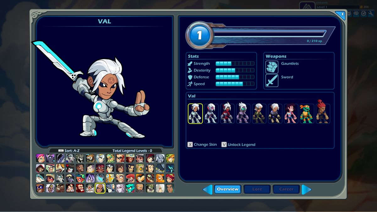 Brawlhalla (Windows) screenshot: Character details