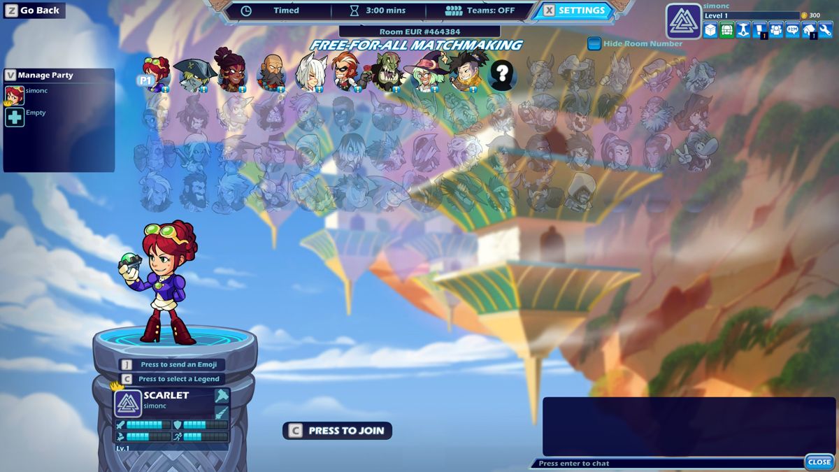 Brawlhalla (Windows) screenshot: Character selection