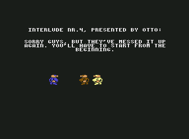 It's Clean-Up Time (Commodore 64) screenshot: Ending sequence. "Interlude nr.4" - there's a cutscene every two levels.