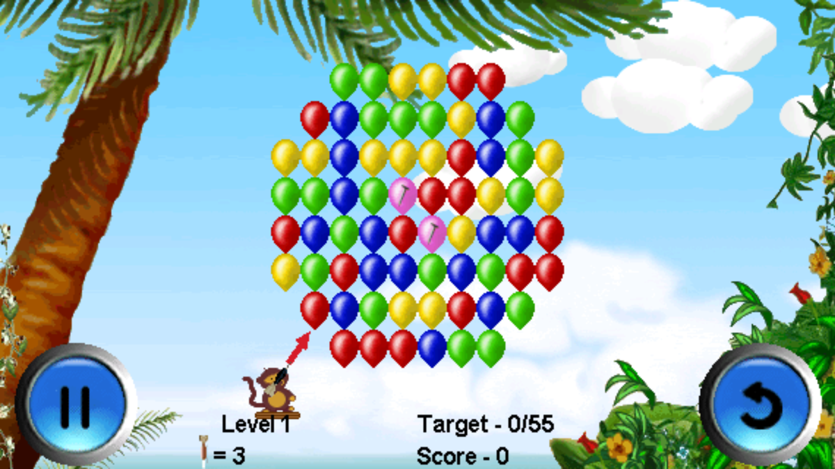 Bloons (Android) screenshot: Level 1