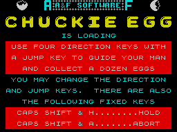 Chuckie Egg (ZX Spectrum) screenshot: Loading screen