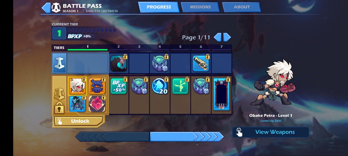 Brawlhalla (Android) screenshot: Battle Pass