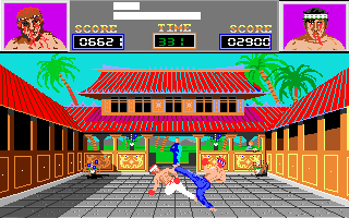 Thai Boxing (Amiga) screenshot: Level 4 - Low kick