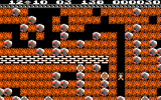 Boulder Dash (Amstrad CPC) screenshot: Gameplay on the first level