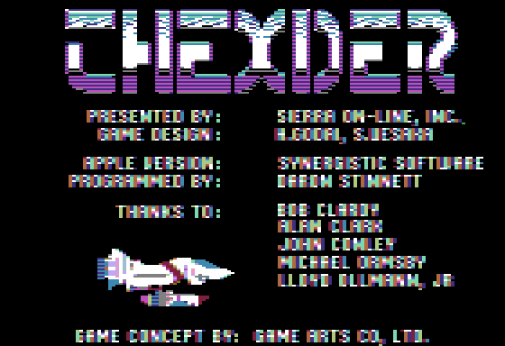 Thexder (Apple II) screenshot: Credits screen