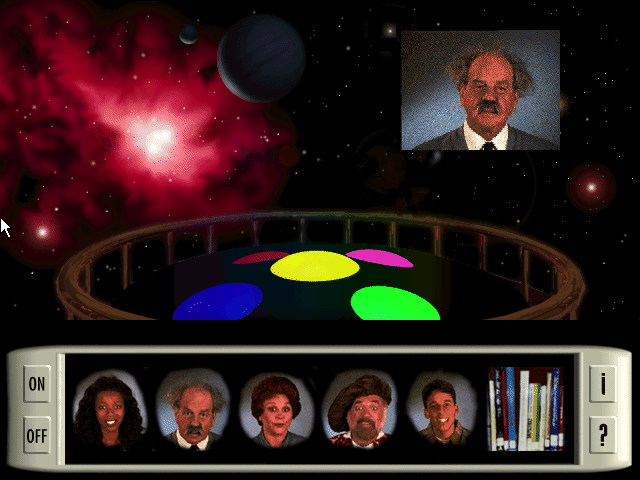 Astronomica: The Quest for the Edge of the Universe (Windows 3.x) screenshot: Albert Einstein is only one of our physicist friends which come to our help