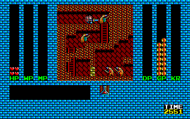 Romancia: Dragon Slayer Jr. (PC-88) screenshot: Fighting enemies