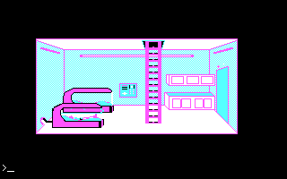 Earthrise (DOS) screenshot: Inside the Shuttle (CGA)