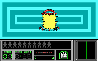 Hovertank One (DOS) screenshot: Cheezy level entry sequence