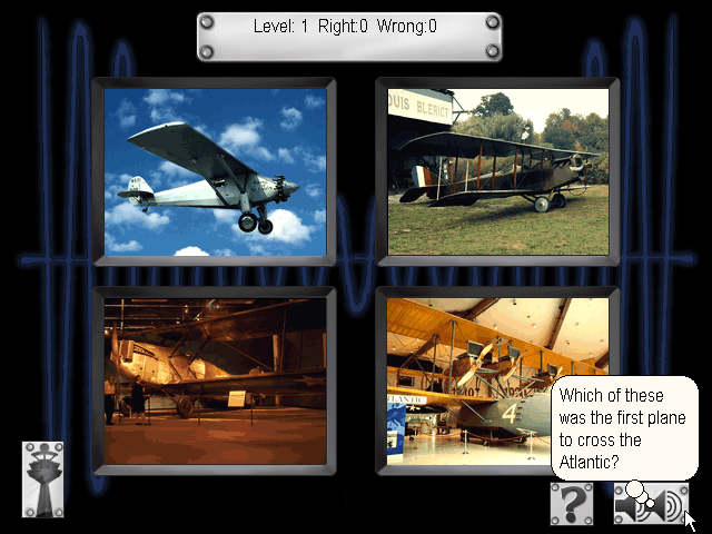 Aviation Adventure (Windows 3.x) screenshot: In the trivia quiz, we have to answer multiple-choice questions