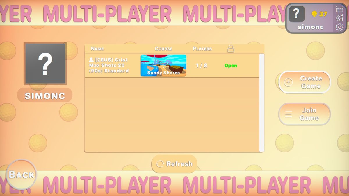 Golf Gang (Windows) screenshot: Multiplayer lobby