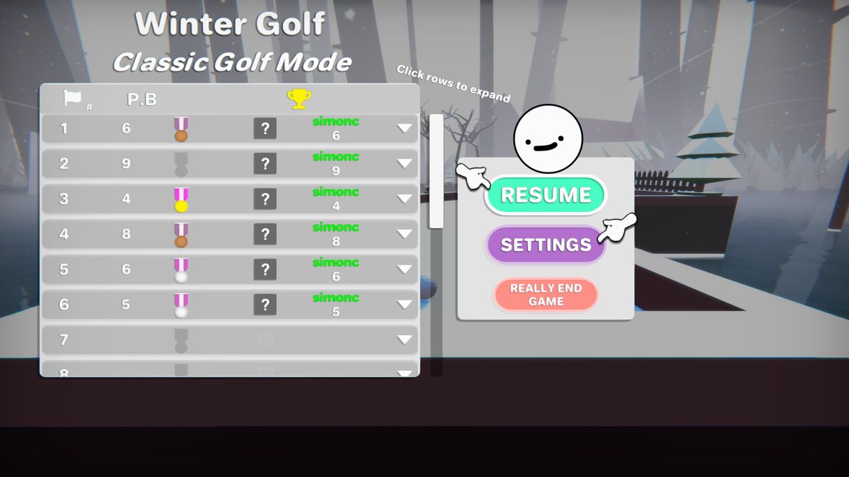 Golf Gang (Windows) screenshot: Pause screen