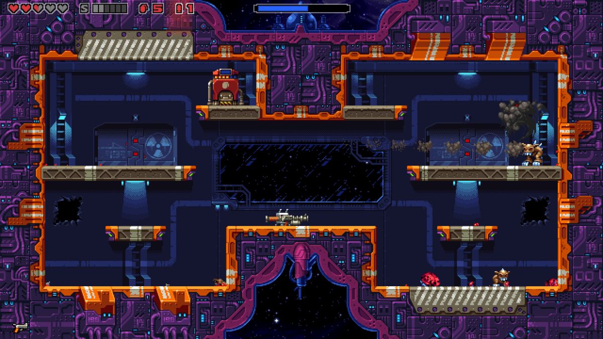 Super Mutant Alien Assault (Windows) screenshot: Grab some grenades from the machine near the top.