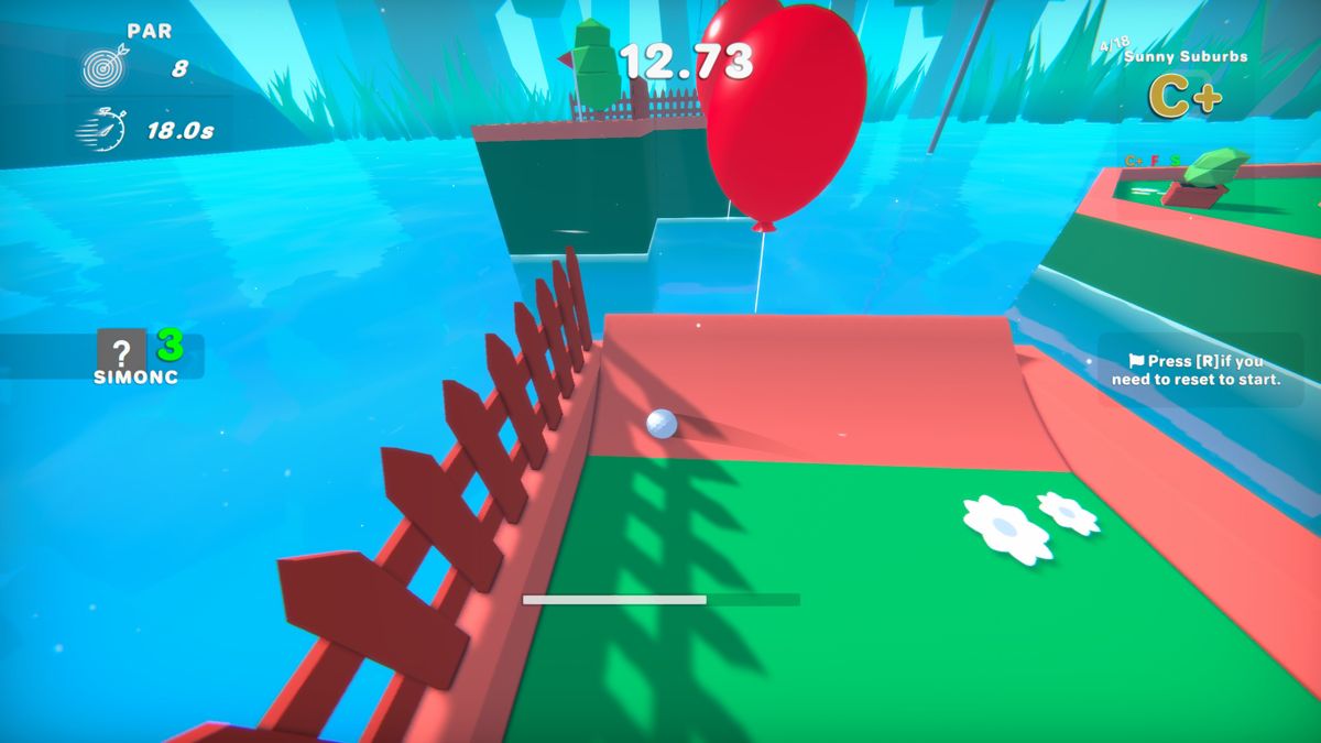 Golf Gang (Windows) screenshot: Use red balloons to receive an instant additional shot.