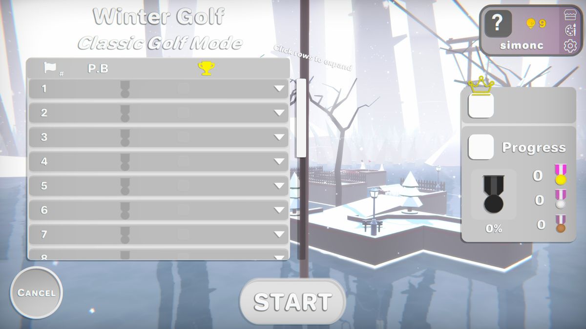 Golf Gang (Windows) screenshot: Playing the Winter Golf course in the Classic Golf mode