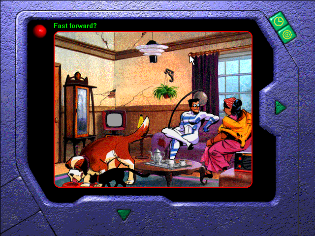 The Awesome Adventures of Victor Vector & Yondo: The Cyberplasm Formula (Windows 16-bit) screenshot: In our second try, we find a nice lady to talk to