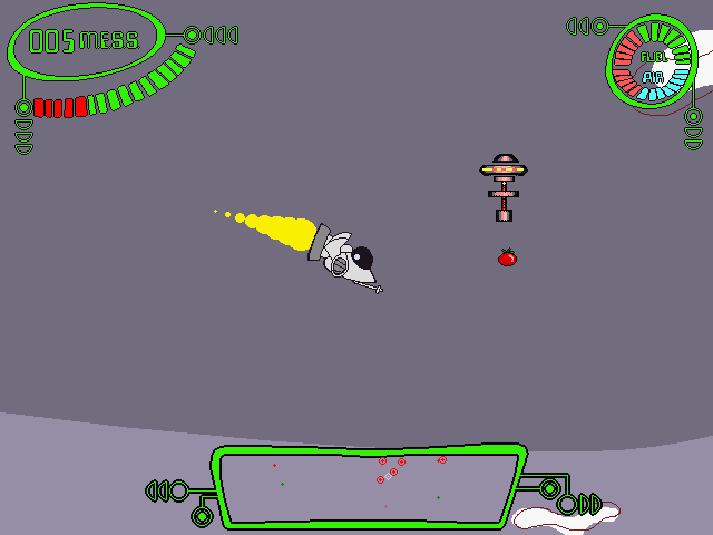 Spy Fox in Hold the Mustard (Windows) screenshot: Chasing an air escort to Cairo. In these levels, the enemies already have tomatoes to begin with.