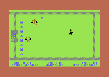 The Sorcerer's Apprentice (Commodore 64) screenshot: Brooms Bearing Water