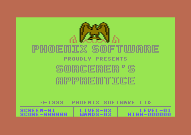 The Sorcerer's Apprentice (Commodore 64) screenshot: Title Screen