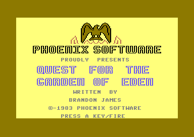 Quest for the Garden of Eden (Commodore 64) screenshot: Title Screen