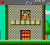 Wonder Boy III: The Dragon's Trap (Game Gear) screenshot: Going for the locked door