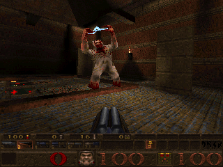 Quake (DOS) screenshot: First Mini-boss. This guy is tough.