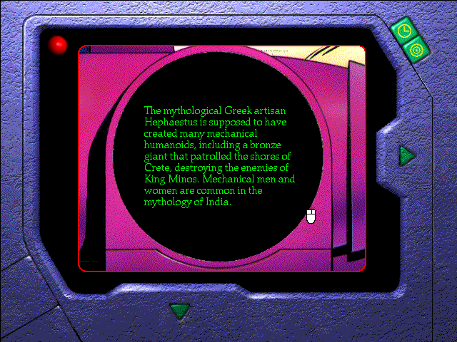 The Awesome Adventures of Victor Vector & Yondo: The Cyberplasm Formula (Windows 16-bit) screenshot: The in-game encyclopedia about robots