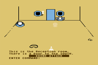Probe One: The Transmitter (Atari 8-bit) screenshot: Drone Attack