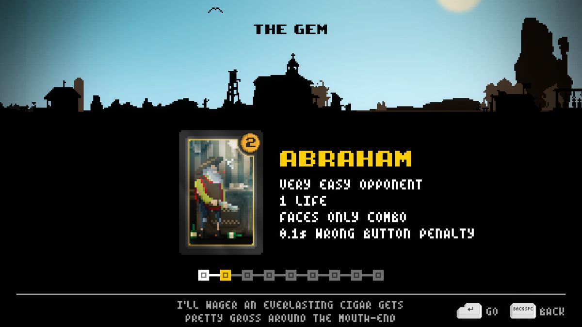 Western Press (Windows) screenshot: Moving on to the next opponent: Abraham.