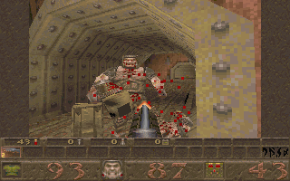 Quake (DOS) screenshot: Close combat.