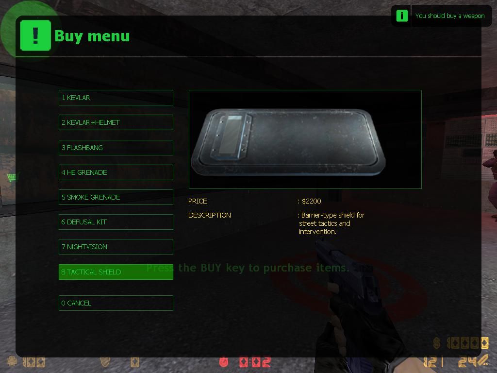 Counter-Strike: Condition Zero (Windows) screenshot: The good old buying menu with some new additions