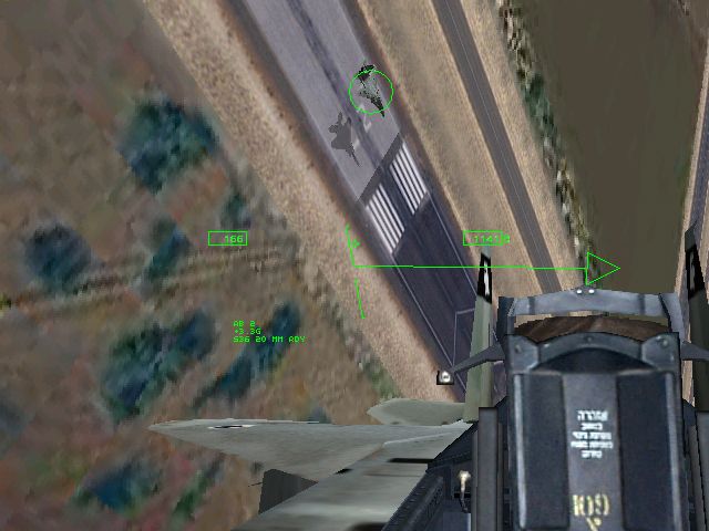 Jane's Combat Simulations: IAF - Israeli Air Force (Windows) screenshot: I do a break turn, letting my wingman land first. I will follow him to the apron, and park. I leave a space for any other inbound ai aircraft. I must be aware of other flights, not just my own.