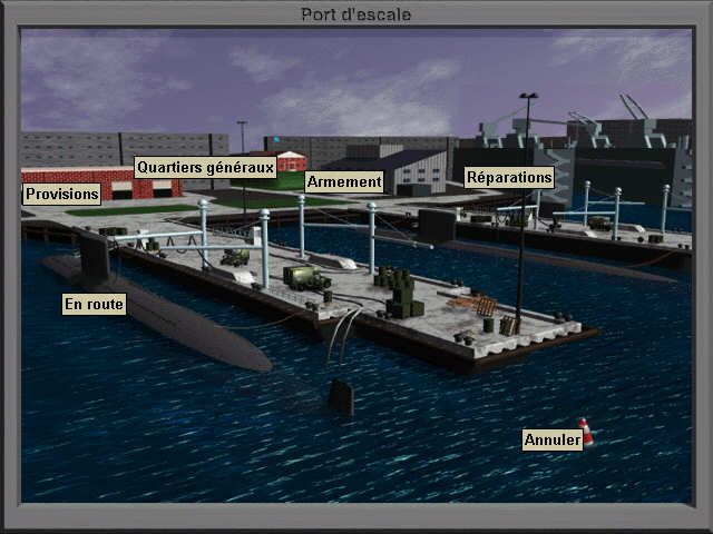 Jane's Combat Simulations: 688(I) Hunter/Killer (Windows) screenshot: At the port: check orders, weapons and prepare your ship