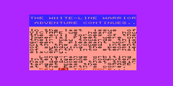 Spaze Battle (VIC-20) screenshot: Instructions
